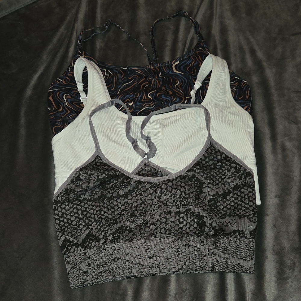 3-Pack Women's Crop & Cami Tops - Black, White & Multicolor Wave